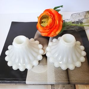 Milk Glass Candlestick Holder Set